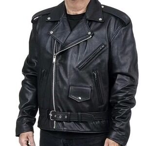 Vintage Excelled Black Leather Motorcycle Jacket Biker Punk Rocker Men's sz XL